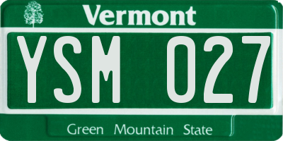 VT license plate YSM027