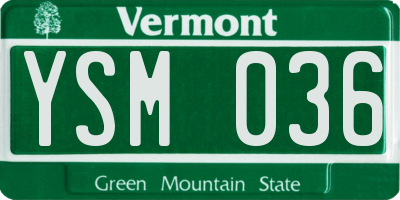 VT license plate YSM036