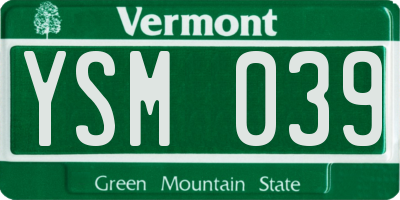 VT license plate YSM039
