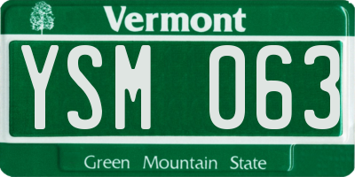 VT license plate YSM063
