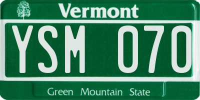 VT license plate YSM070