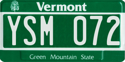 VT license plate YSM072