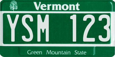 VT license plate YSM123