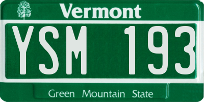 VT license plate YSM193