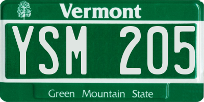 VT license plate YSM205