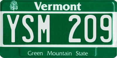 VT license plate YSM209