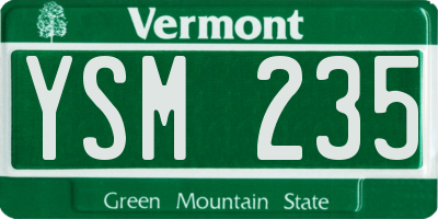 VT license plate YSM235
