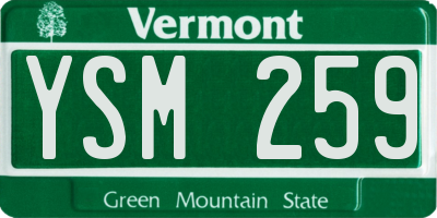 VT license plate YSM259