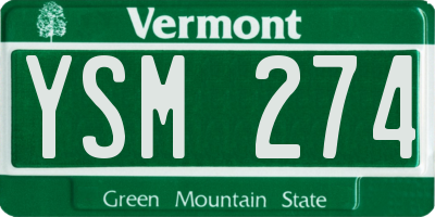 VT license plate YSM274