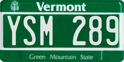 VT license plate YSM289
