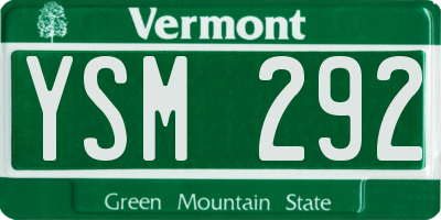 VT license plate YSM292