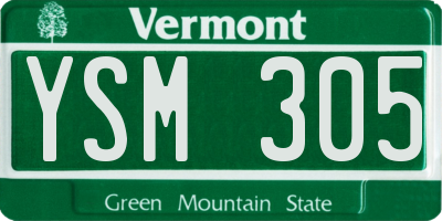 VT license plate YSM305