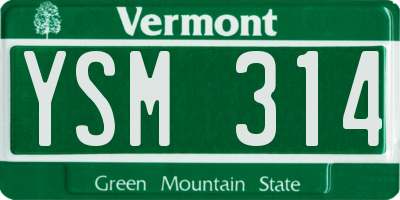 VT license plate YSM314