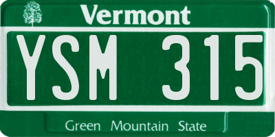 VT license plate YSM315