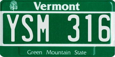 VT license plate YSM316