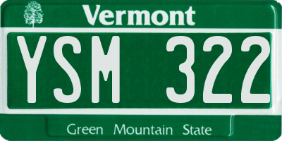 VT license plate YSM322