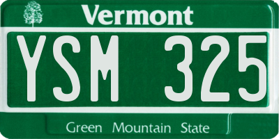 VT license plate YSM325