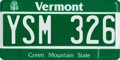VT license plate YSM326