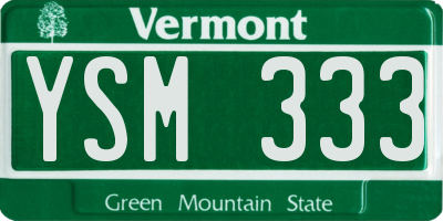 VT license plate YSM333