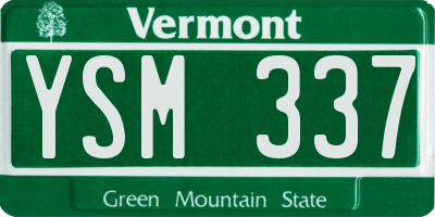VT license plate YSM337