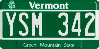 VT license plate YSM342