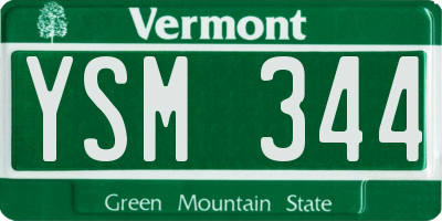 VT license plate YSM344