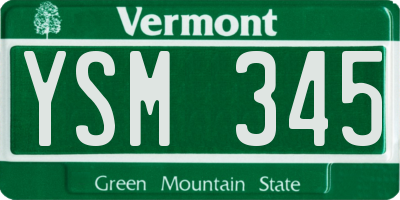 VT license plate YSM345