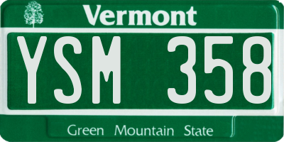 VT license plate YSM358