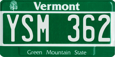 VT license plate YSM362