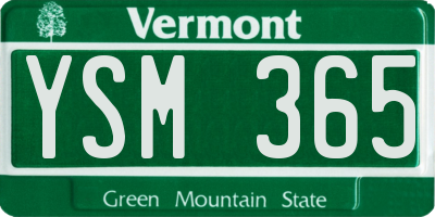 VT license plate YSM365