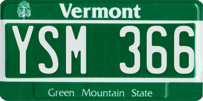 VT license plate YSM366