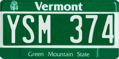 VT license plate YSM374