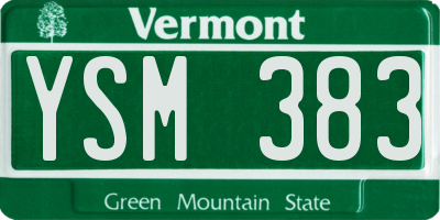 VT license plate YSM383