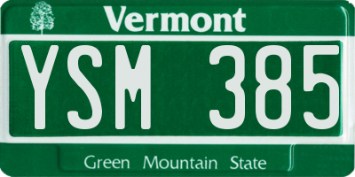 VT license plate YSM385