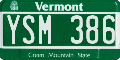 VT license plate YSM386