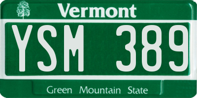 VT license plate YSM389
