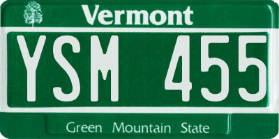 VT license plate YSM455