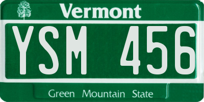 VT license plate YSM456