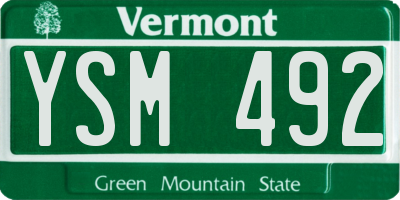 VT license plate YSM492