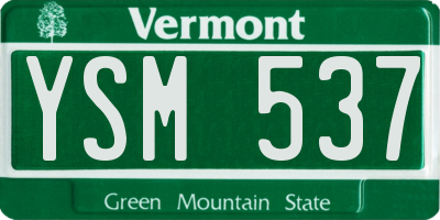 VT license plate YSM537