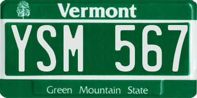 VT license plate YSM567