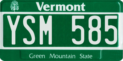 VT license plate YSM585