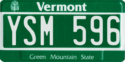 VT license plate YSM596