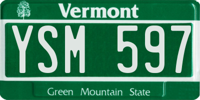 VT license plate YSM597