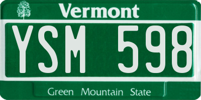 VT license plate YSM598