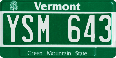 VT license plate YSM643