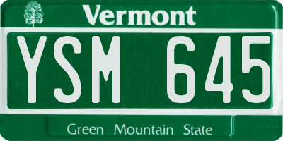 VT license plate YSM645