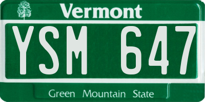 VT license plate YSM647