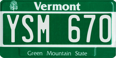 VT license plate YSM670