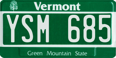 VT license plate YSM685